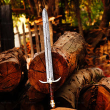 Cargar imagen en el visor de la galería, Damascus Steel Hand Forged Sword - Arham Cutlery
