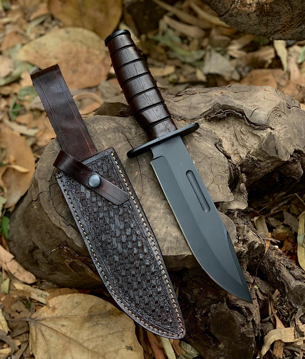 Handmade Hunting Knife With Leather Sheath