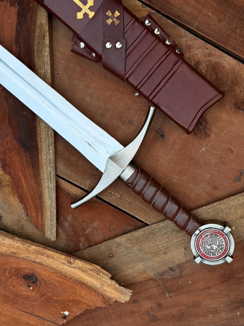 Knight’s Crusader Sword | Red Templar Pommel | Medieval Holy Warrior Replica