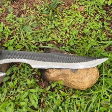 Cargar imagen en el visor de la galería, Black Cobra Bowie Knife with Ferro Rod in Small Knife, Handmade Hunting Knife, 5160 Carbon Steel Sharp Blade | Arham Cutlery
