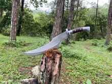 Cargar imagen en el visor de la galería, Hand Forged Ancient Curved Tactical Knife-Functional &amp; Sharpened Survival Hunting Knife-14 Inch 5160 Carbon Steel Blade Viking Gift for Dad | Arham Cutlery
