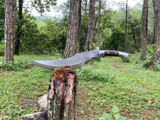 Hand Forged Ancient Curved Tactical Knife-Functional & Sharpened Survival Hunting Knife-14 Inch 5160 Carbon Steel Blade Viking Gift for Dad | Arham Cutlery Arham Cutlery