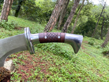 Cargar imagen en el visor de la galería, Hand Forged Ancient Curved Tactical Knife-Functional &amp; Sharpened Survival Hunting Knife-14 Inch 5160 Carbon Steel Blade Viking Gift for Dad | Arham Cutlery
