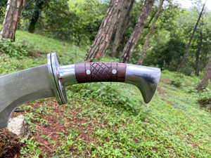 Hand Forged Ancient Curved Tactical Knife-Functional & Sharpened Survival Hunting Knife-14 Inch 5160 Carbon Steel Blade Viking Gift for Dad | Arham Cutlery