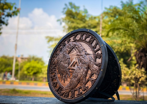 Medieval Viking Shield, Ravens Carved Shield, Cosplay Shield, Viking Gift, Viking Wall Decor, Viking Round Shield, Birthday & Christmas Gift | Arham Cutlery