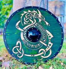 Lade das Bild in den Galerie-Viewer, Medieval / Viking Shield, Uhtred Last Kingdom Authentic Shield, Viking Wall Art, Viking Round Shield ,Cosplay Shield , Birthday &amp; Anniversary Gift | Arham Cutlery
