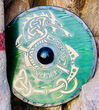 Cargar imagen en el visor de la galería, Medieval / Viking Shield, Uhtred Last Kingdom Authentic Shield, Viking Wall Art, Viking Round Shield ,Cosplay Shield , Birthday &amp; Anniversary Gift | Arham Cutlery
