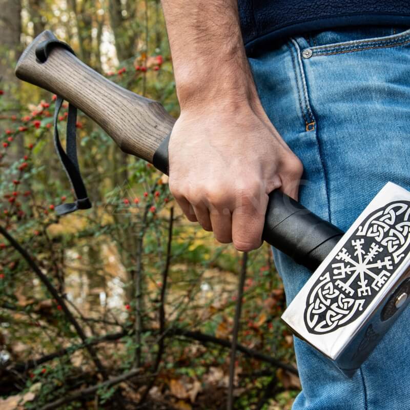 Hand-forged Big Viking hammer with Vegvisir