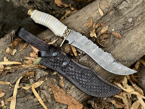 Handmade Hunter Knife Hand Forged Custom Bowie Knife With Leather Sheath 