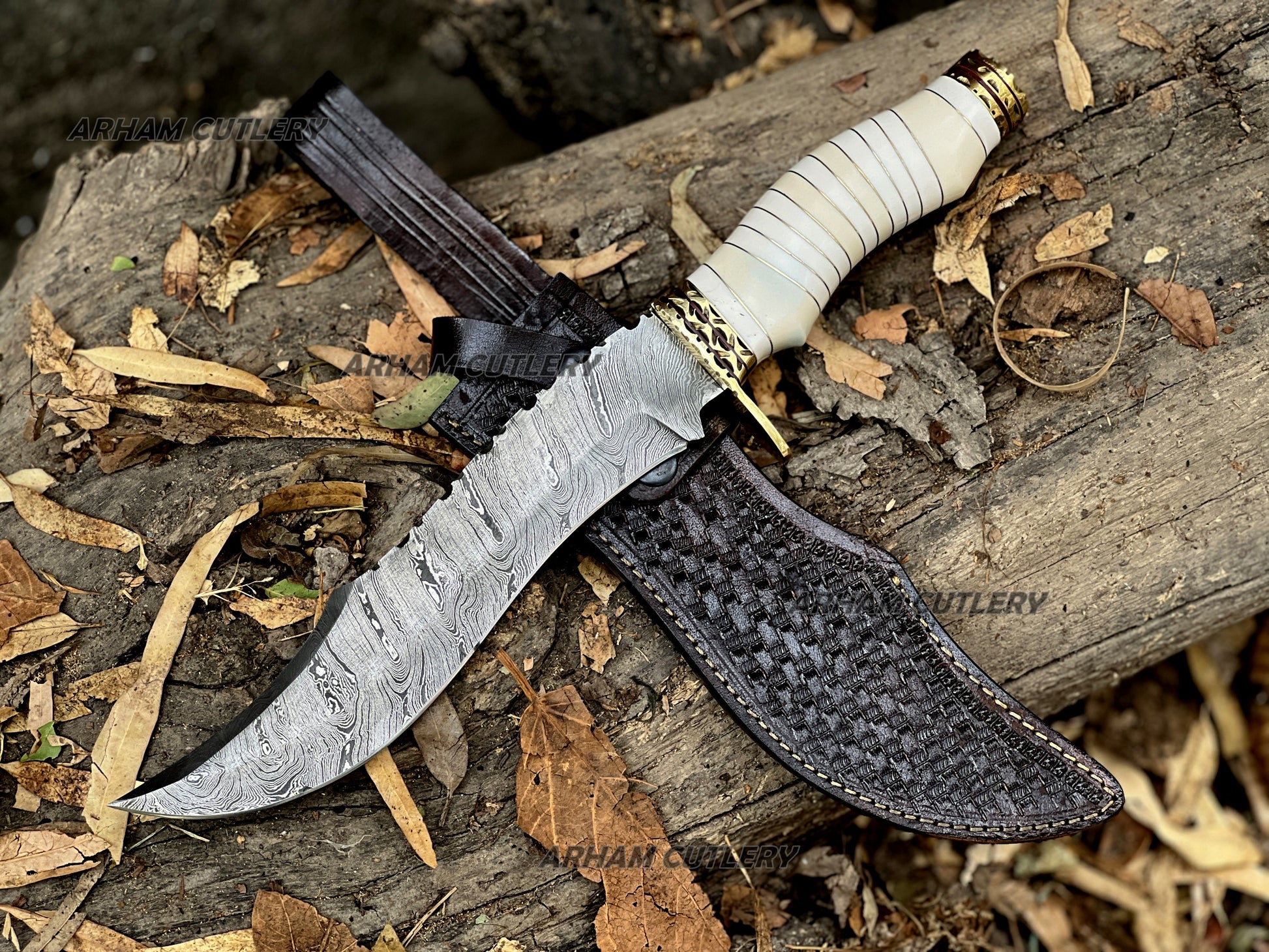 Handmade Hunter Knife Hand Forged Custom Bowie Knife With Leather Sheath 