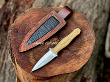 Cargar imagen en el visor de la galería, Handmade D2 Steel Boot Knife with Pakkawood Handle &amp; Leather Sheath – 7.5&quot; Mirror Polish Blade
