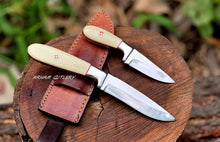 Cargar imagen en el visor de la galería, Handmade D2 Steel Knife Set – Resin Handle with Leather Sheath (9&quot; &amp; 5&quot;)
