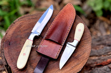 Cargar imagen en el visor de la galería, Handmade D2 Steel Knife Set – Resin Handle with Leather Sheath (9&quot; &amp; 5&quot;)
