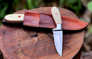 Handmade D2 Steel Knife Set – Resin Handle with Leather Sheath (9" & 5")