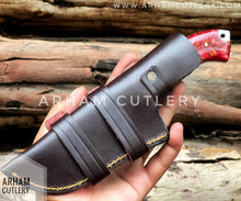 Load image into Gallery viewer, D2 Steel Handmade Hunting Knife With Leather Sheath , Arham Cutlery
