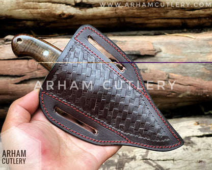 Vagabond Handmade Damascus Steel EDC Knife with Leather Sheath , Best For EDC Lover , Arham Cultery
