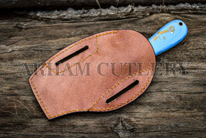 Cow Boy Knife Bull Cutter Knife EDC Praying Cowboy Knife Damascus Steel