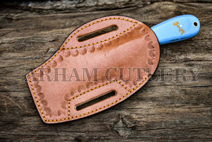 Cow Boy Knife Bull Cutter Knife EDC Praying Cowboy Knife Damascus Steel