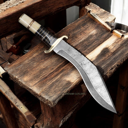 Handmade Hunting Kukri Knife With Leather Sheath 