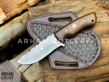 Load image into Gallery viewer, Nightshade Handcrafted Damascus Steel 9&quot; Fixed Blade With Cowhide Leather Sheath , Best Gift For EDC Lover , Best Handmade Knife
