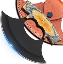 Load image into Gallery viewer, Handmade Pizza Cutter , ULU Knife With Leather Sheath , Arham Cutlery
