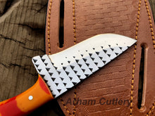 Cargar imagen en el visor de la galería, Handmade Ferrier Rasp File Skinning Knife With Cross Draw Leather Sheath , Arham Cutlery
