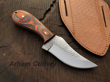 Cargar imagen en el visor de la galería, Ferrier rasp file Skinning knife With Cross Draw Leather Sheath , Arham Cutlery
