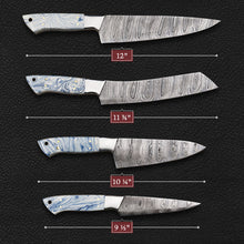 Cargar imagen en el visor de la galería, Handmade Damascus Epoxy Kitchen Knives
