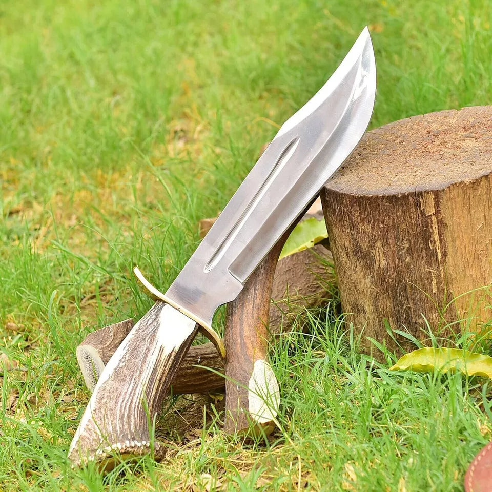 Hand Forged Stag Horn Bowie Knife Arham Cutlery 