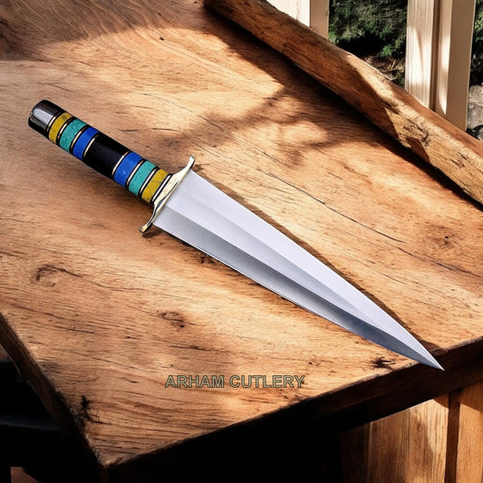 Viking Fore-Bear D2 Wide Combat Dagger With Leather Sheath 