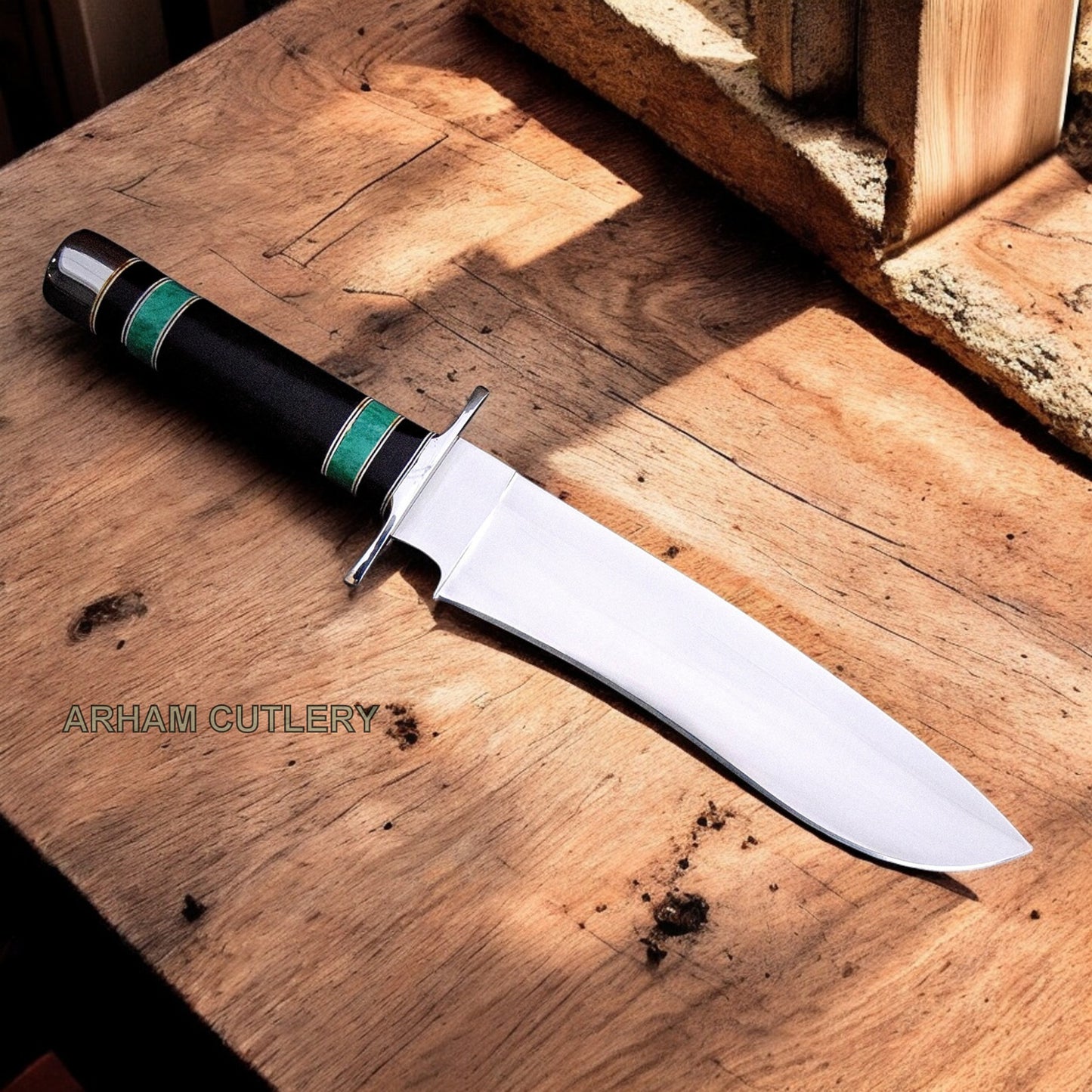Viking War-Tooth D2 Combat Bowie Knife With Leather Sheath 