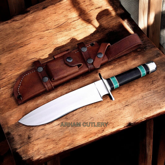 Viking War-Tooth D2 Combat Bowie Knife With Leather Sheath 