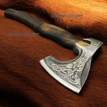 Load image into Gallery viewer, Custom Made Dragon Axe , Viking Axe
