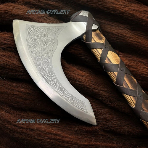 Hand Forged Celtic Bearded Viking Axe