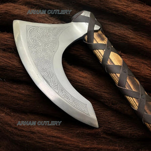 Hand Forged Celtic Bearded Viking Axe