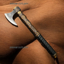 Lade das Bild in den Galerie-Viewer, Old Ragnar Viking Axe With Leather Wrap
