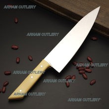 Lade das Bild in den Galerie-Viewer, Hand Made D2 Steel Razor Sharp Kitchen Knife Chef Knife With Leather Sheath
