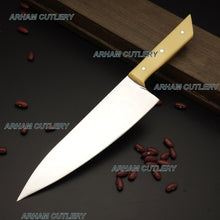 Lade das Bild in den Galerie-Viewer, Hand Made D2 Steel Razor Sharp Kitchen Knife Chef Knife With Leather Sheath
