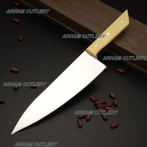 Hand Made D2 Steel Razor Sharp Kitchen Knife Chef Knife With Leather Sheath