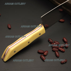 Hand Made D2 Steel Razor Sharp Kitchen Knife Chef Knife With Leather Sheath