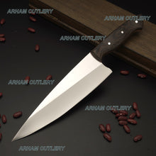 Lade das Bild in den Galerie-Viewer, Best Kitchen Knife With Leather Sheath , Handmade Razor Sharp Chef Knife
