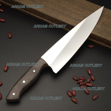 Lade das Bild in den Galerie-Viewer, Best Kitchen Knife With Leather Sheath , Handmade Razor Sharp Chef Knife
