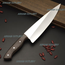 Lade das Bild in den Galerie-Viewer, Best Kitchen Knife With Leather Sheath , Handmade Razor Sharp Chef Knife
