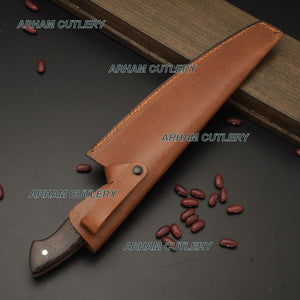 Best Kitchen Knife With Leather Sheath , Handmade Razor Sharp Chef Knife