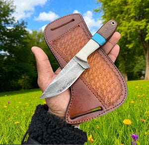 Wrangler’s Edge – The Cowboy’s Everyday Carry | Damascus Steel + Bone & Wood Handle