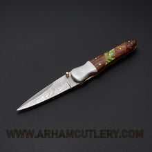 Cargar imagen en el visor de la galería, Handmade Damascus Folding Pocket Knife - Arham Cutlery
