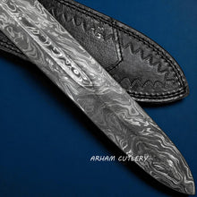 Cargar imagen en el visor de la galería, Firestorm Damascus Steel Medieval Sword with Leather Sheath – Arham Cutlery
