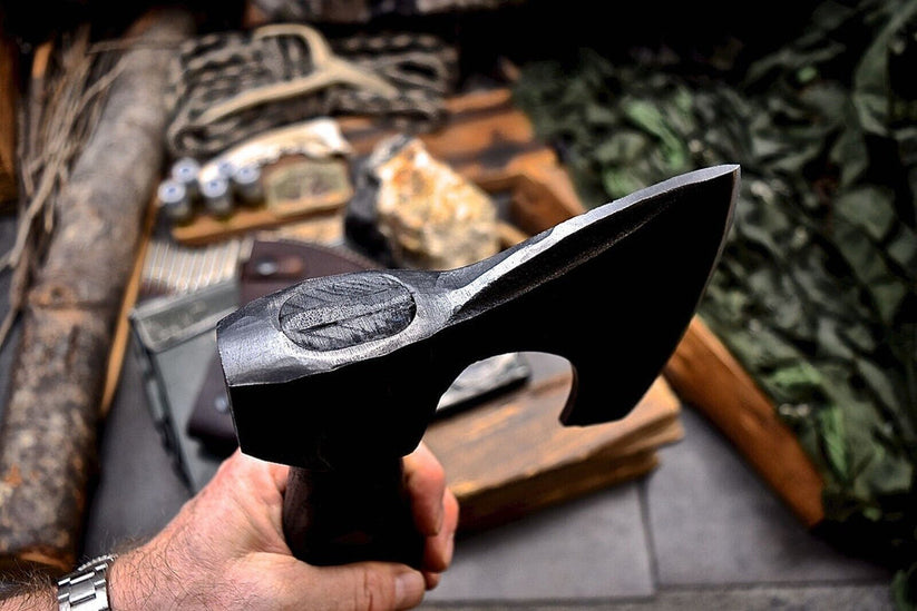 Custom Hand-Forged Viking Axe with 1095 Steel Head & Ash Wood Grip – 19.25” Arham Cutlery