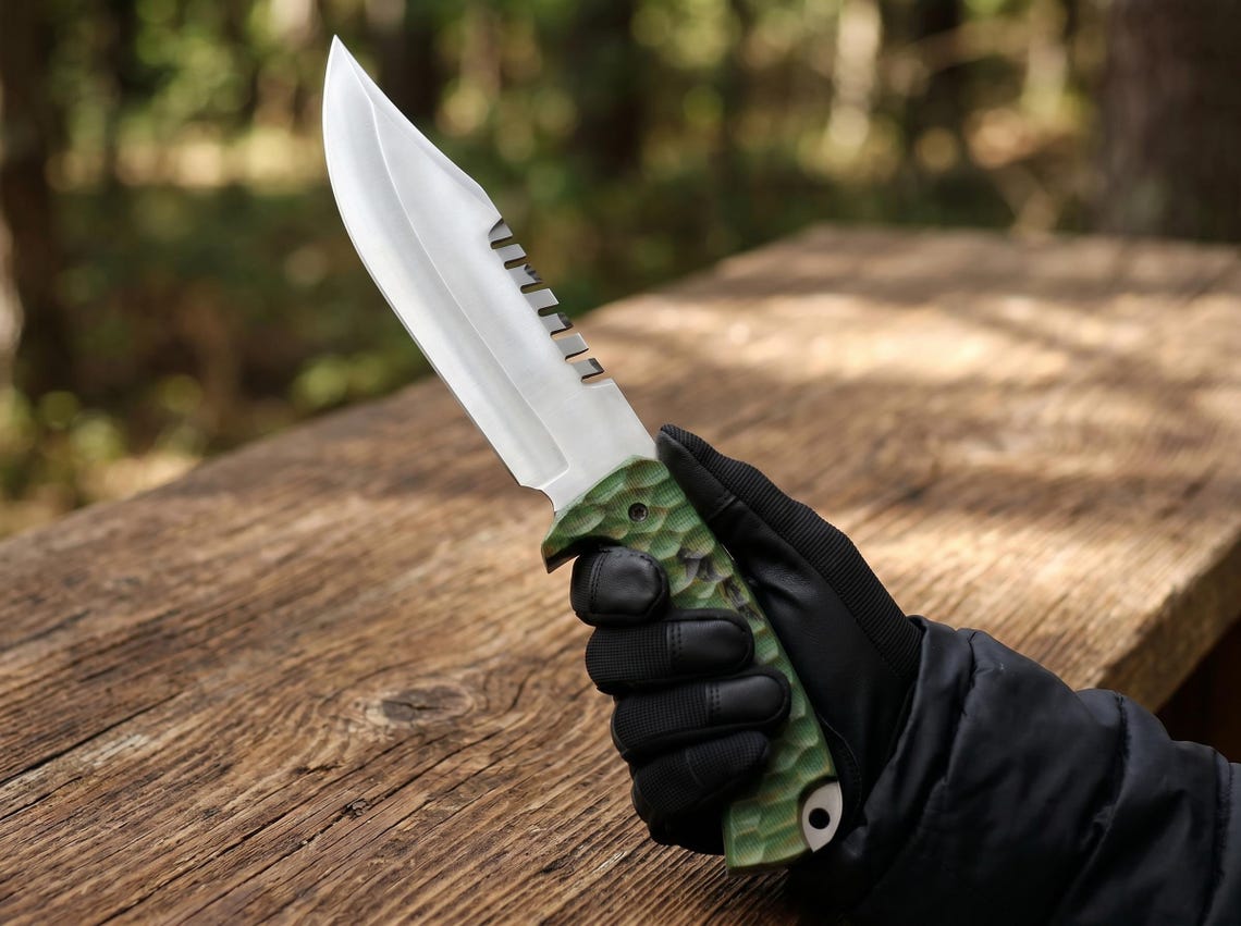 Custom Handmade Bowie Knife with Leather Sheath – Fixed Blade Collector Knife for Camping & Outdoor Use Arham Cutlery
