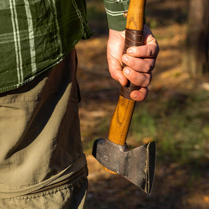 Outdoor Camp Axe with Hammer Back – Handmade Forest Hatchet with Leather Grip & Protective Case Arham Cutlery